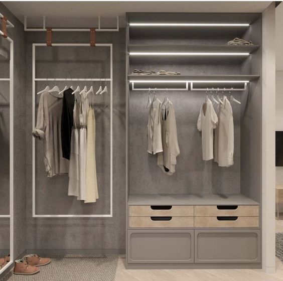 closet tonos claros con luz