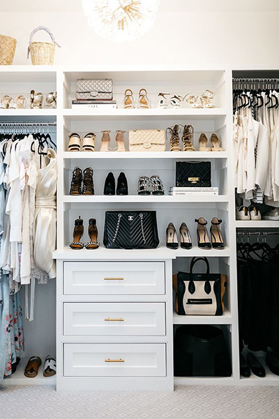 Closet for shoes and purses.