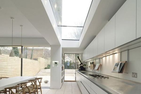 Kitchen with skylights 
