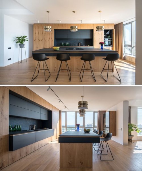 Modern kitchen with wood