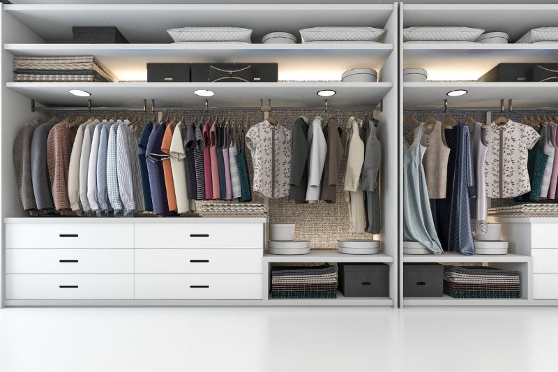 Modular wardrobe without doors: Ideas for a modern closet