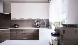 kitchen cabinets with dark wood texture
