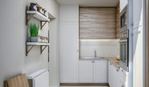 Kitchen with pantry towers