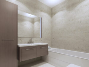 Bathroom with storage tower