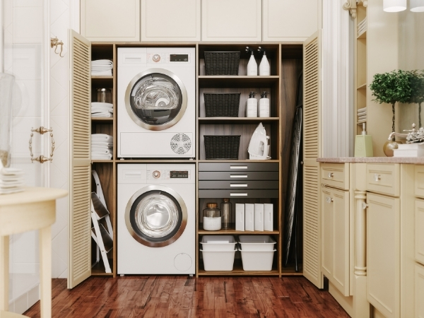 Bathroom with laundry included