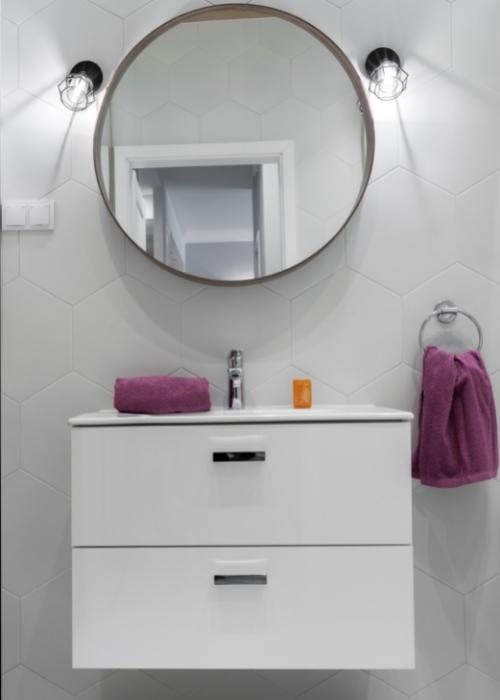 Bathroom with white furniture