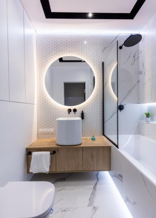 Small modern minimalist style bathrooms