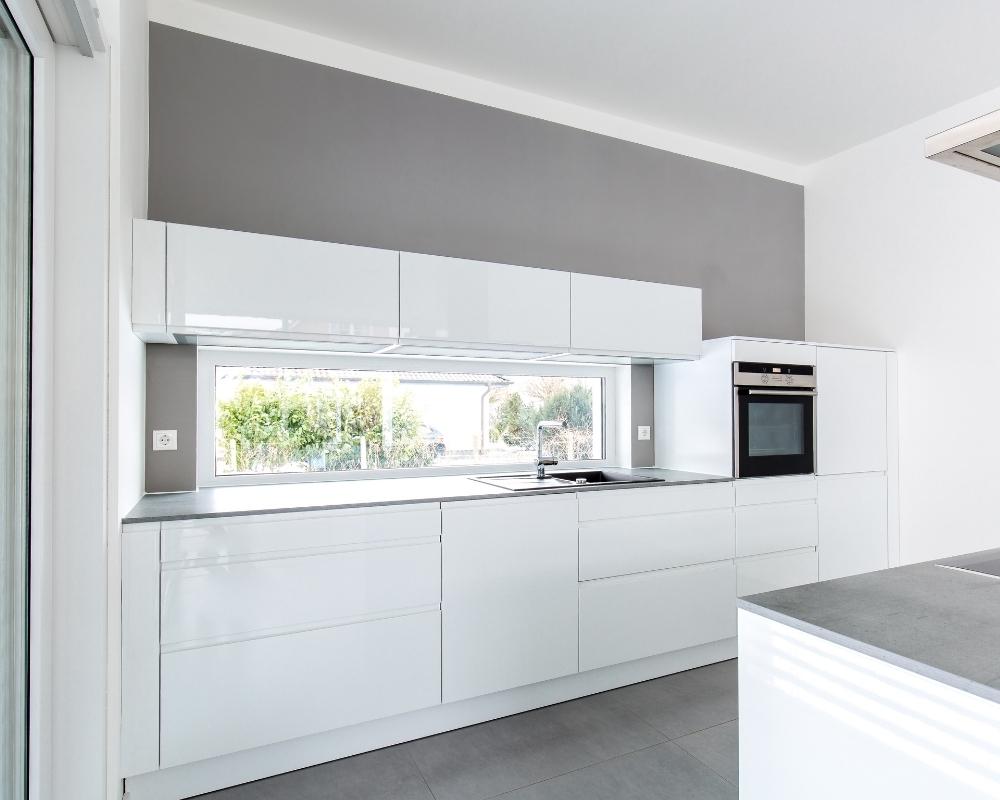 White kitchen with gray details