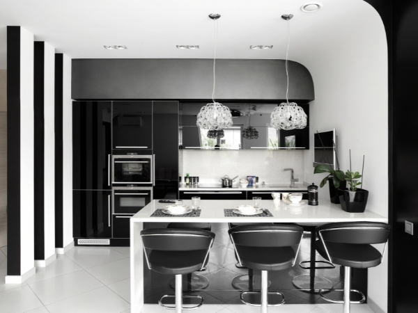 Black and white kitchen