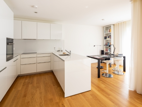 Modern kitchen with office