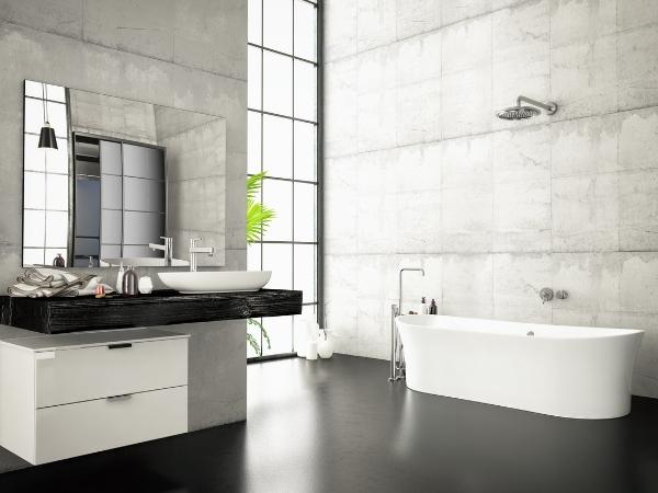 Render de baño moderno