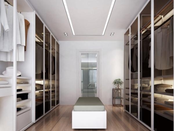 Walking closet with glass doors